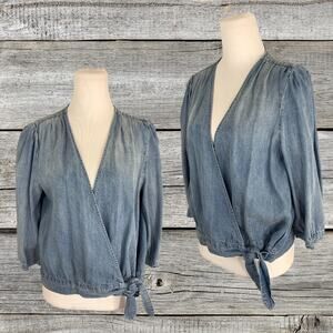 Denim Blouse Rustic Luxury Boho Gypsy Romantic Coastal ShabbyChic Wrap Nordstrom